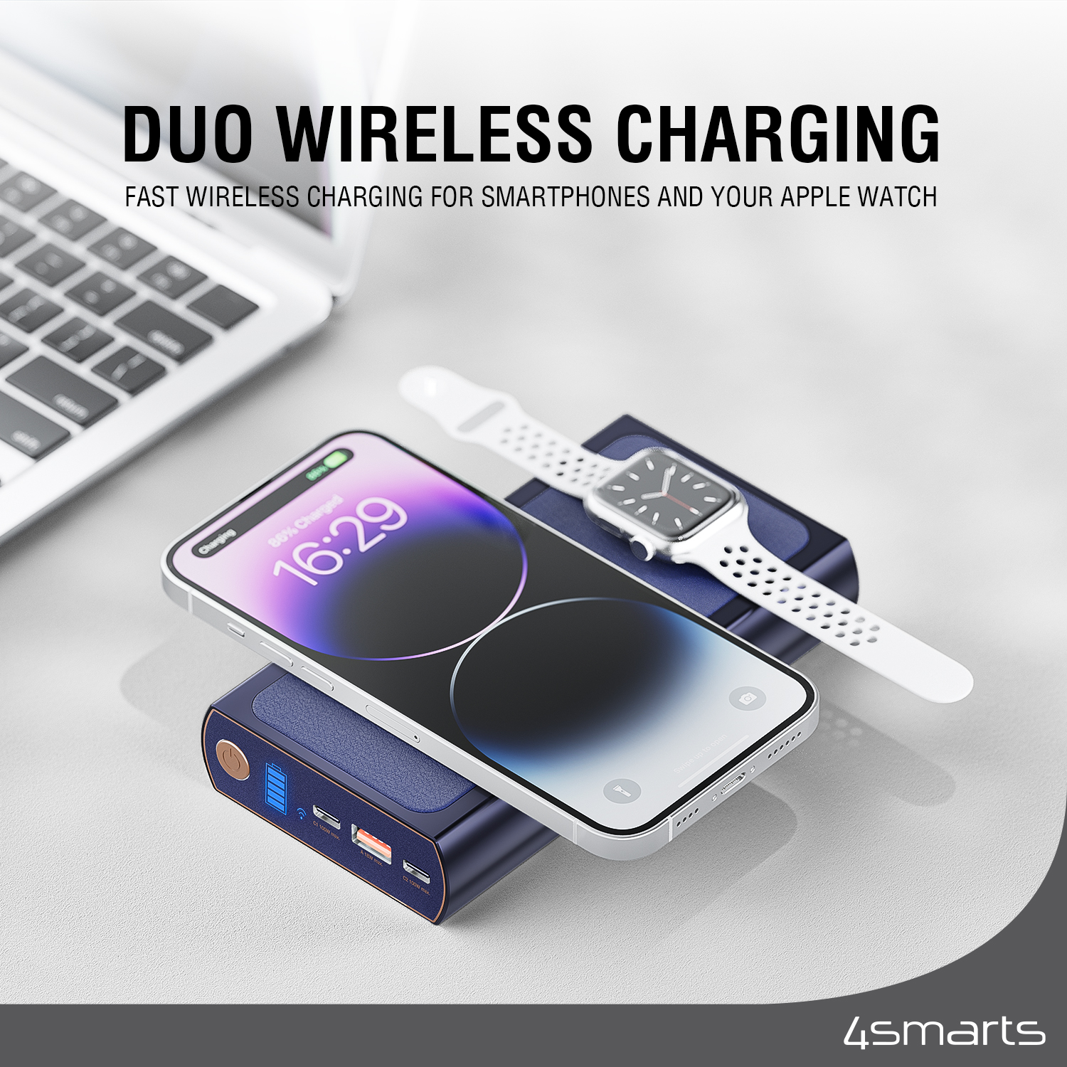 4smarts Powerbank Graphene Pro UltiMag allows you to quickly charge smartphones and your Apple Watch wirelessly.