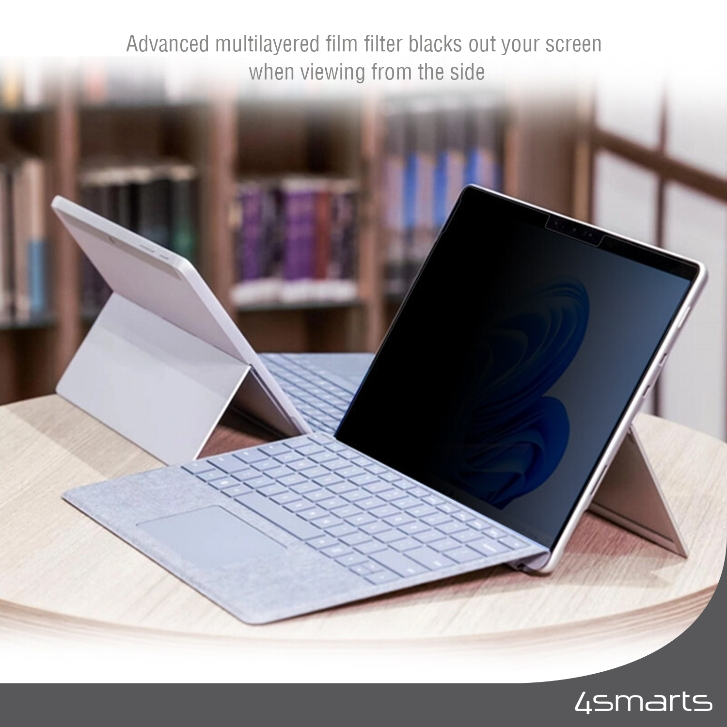 With our 4smarts Smartprotect privacy screen protector for Surface Laptop 4 15-inch only you see what’s on your tablet screen. 