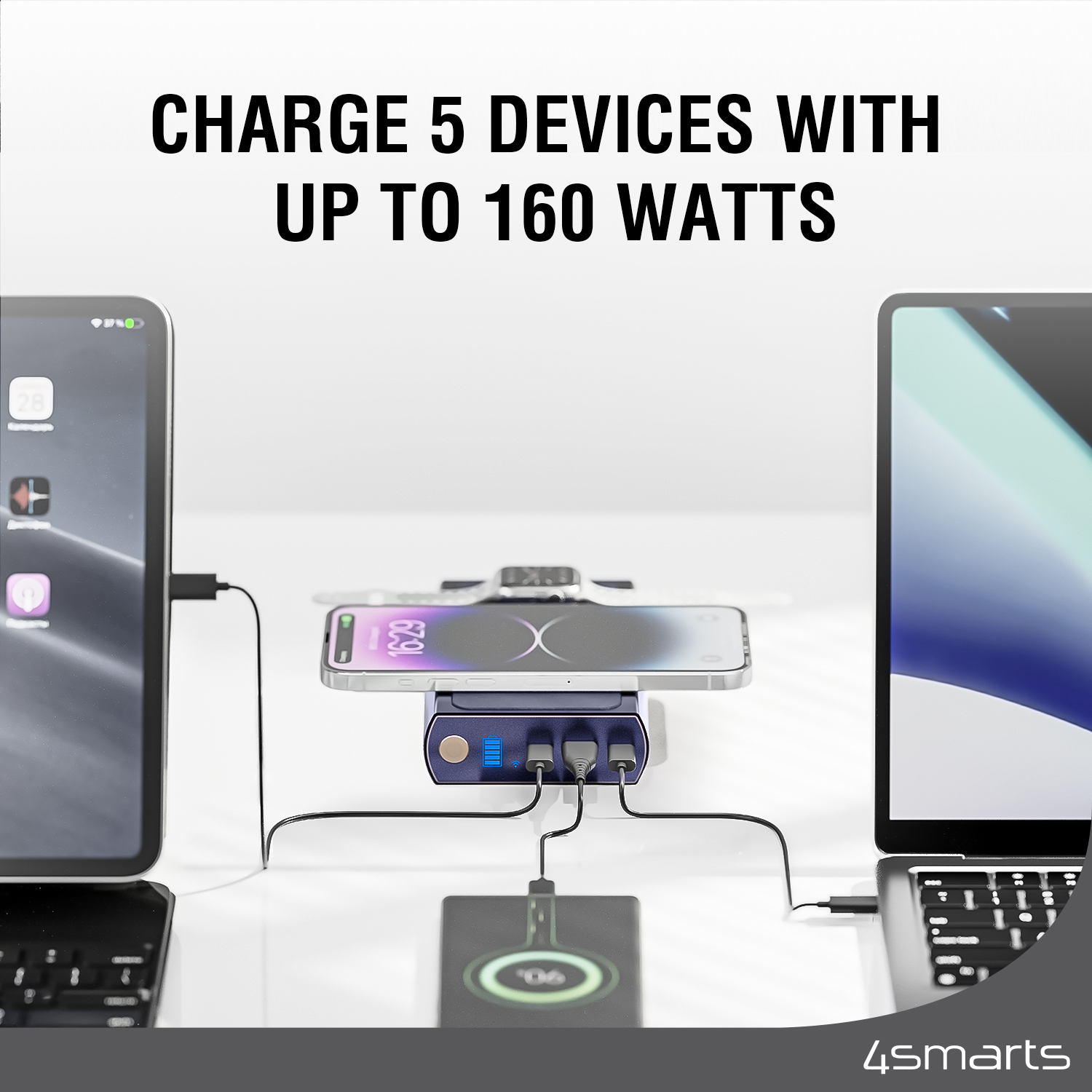 With up to 160W of power, this 4smarts powerbank is up to 10 times more powerful.
