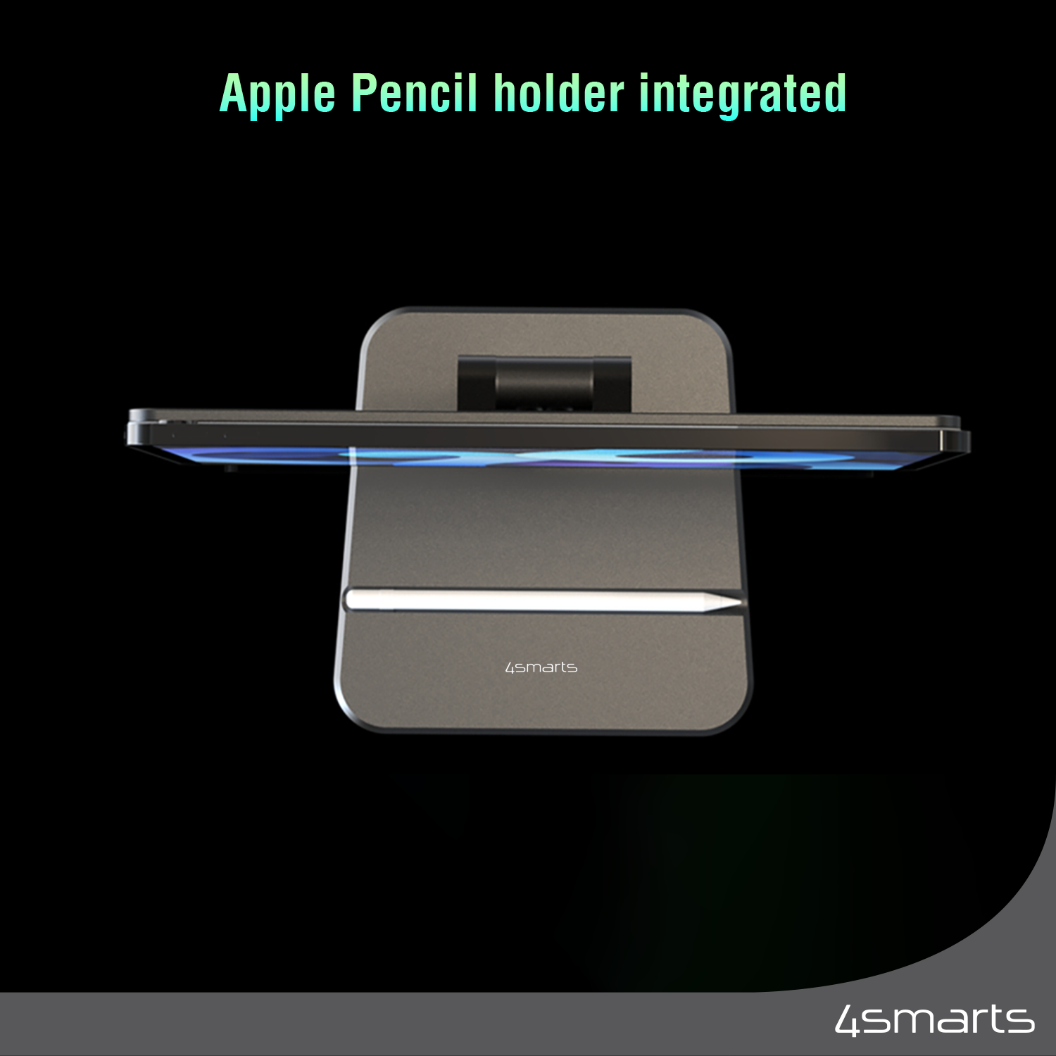 4smarts Tablet Holder for Apple iPad Pro 11 has an integrated Apple Pencil holder.