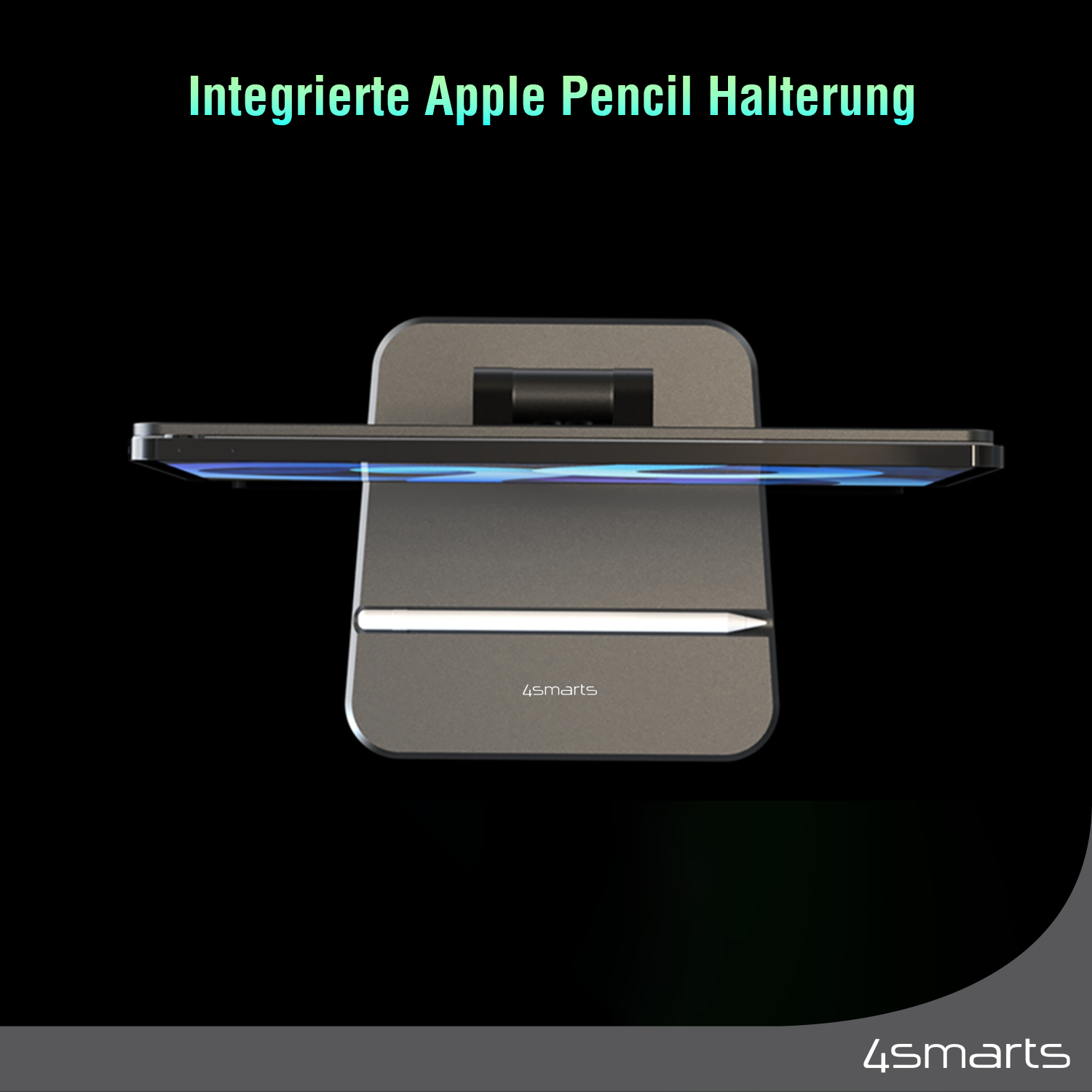 4smarts Tablet Halter für dein Apple iPad Pro 12.9 verfügt über eine integrierte Apple Pencil Halterung.