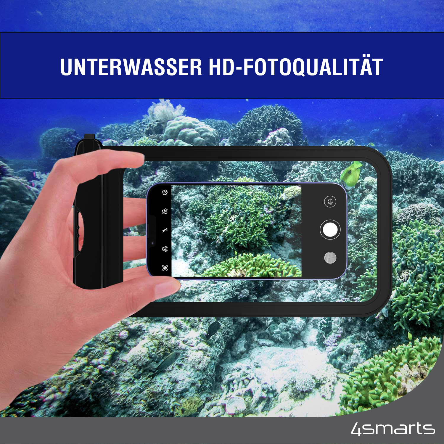 Das Lichtdurchlässige Material der 4smarts wasserdichte Tasche sorgt dafür, dass deine Unterwasserfotos von bestmöglicher Qualität sind.