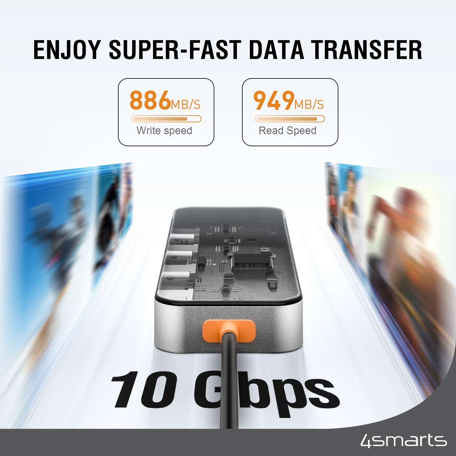 Experience extra-fast data transfer with 4smarts USB hubs.