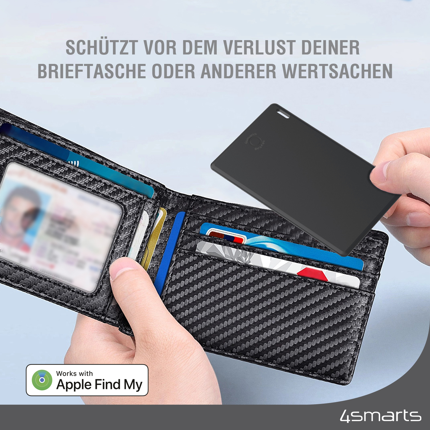 Das 4smarts SkyTag Wallet ist die preiswerte Alternative zum Apple AirTag zum Schutz deiner Wertsachen vor Verlust.