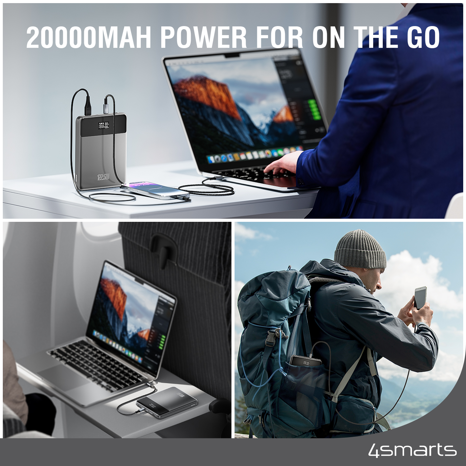 The 4smarts Powerbank Enterprise Slim with a capacity of 20,000 mAh is perfect for on the go.