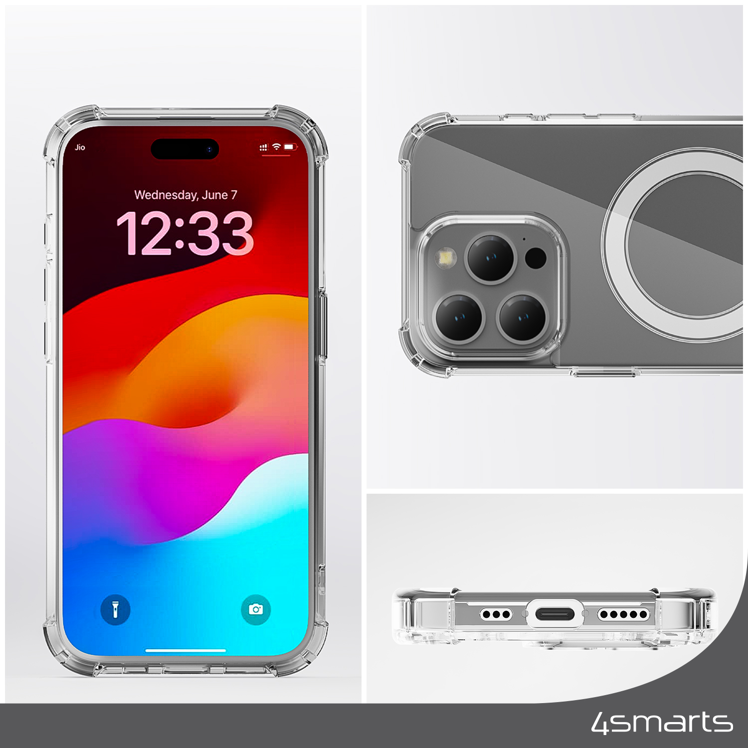 Das 4smarts Hybrid Case Ibiza für das Apple iPhone 15 Plus kombiniert nahtlose MagSafe-Kompatibilität mit präziser Passform, ermöglicht uneingeschränkten Zugriff auf alle Anschlüsse, Tasten und Funktionen und zeichnet sich durch durchdachte Öffnungen und Aussparungen für maximalen Bedienkomfort aus.