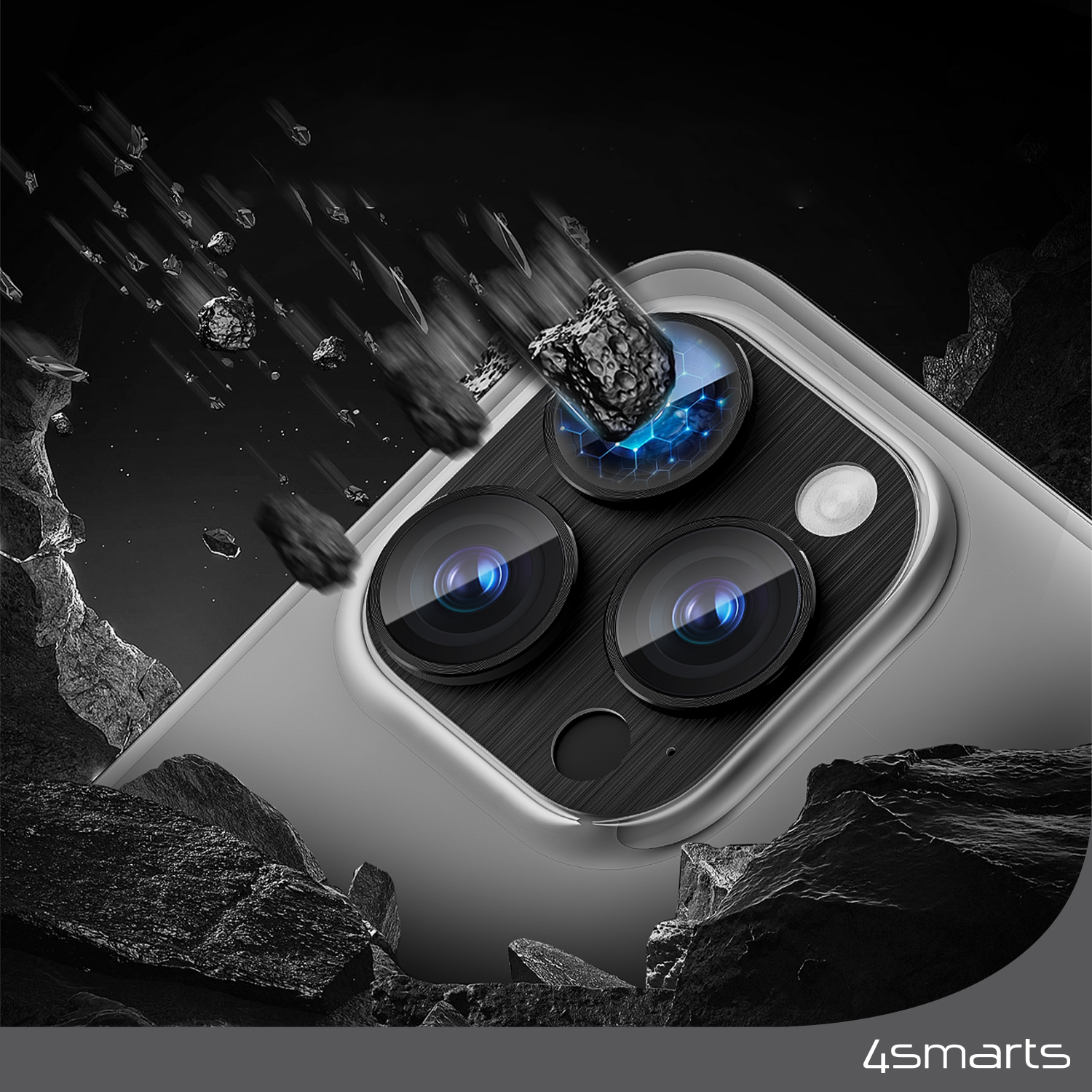 With its hardness rating of at least 9H, the 4smarts Lens Protector StyleGlass for Apple iPhone 15 Pro / 15 Pro Max Set of 2 offers extremely robust protection against scratches and bumps.