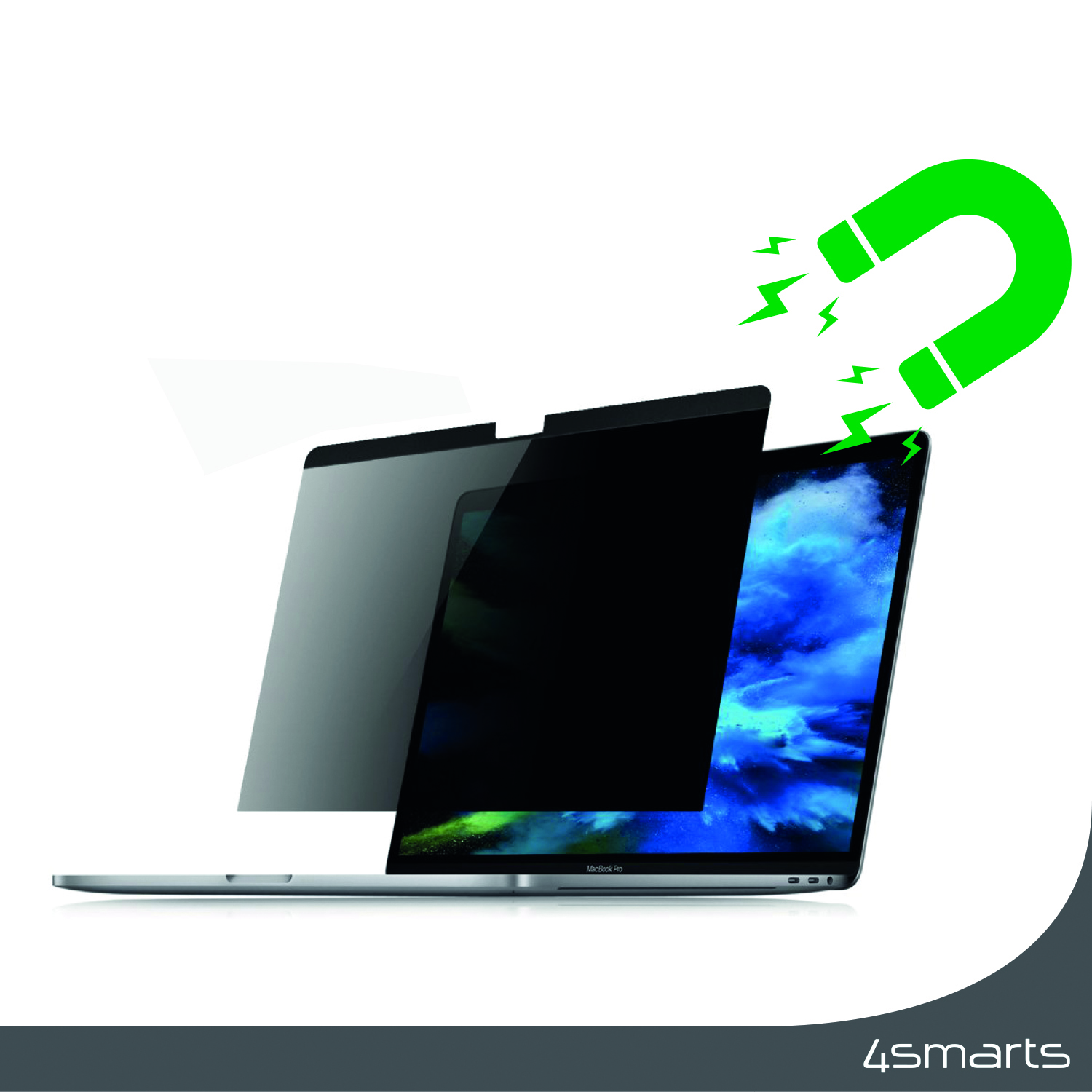 Der 4smarts Smartprotect Privacy Filter für Apple MacBook Air 15 lässt sich schnell und ohne Werkzeug magnetisch befestigen.