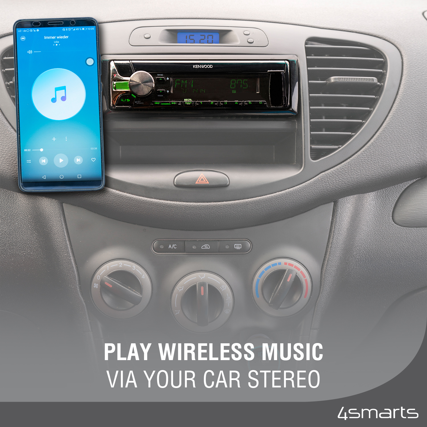 With the 4smarts Bluetooth Transmitter Media&Assist 2, wireless music playback via the car radio is very easy and fast.