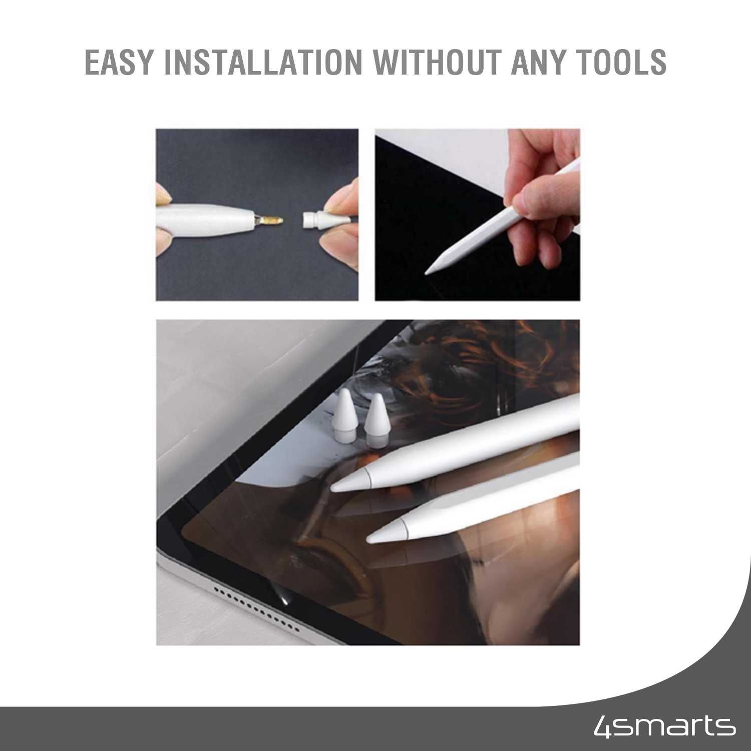 The 4smarts Tip Replacement Set of 4 allows for very easy installation without any tools.