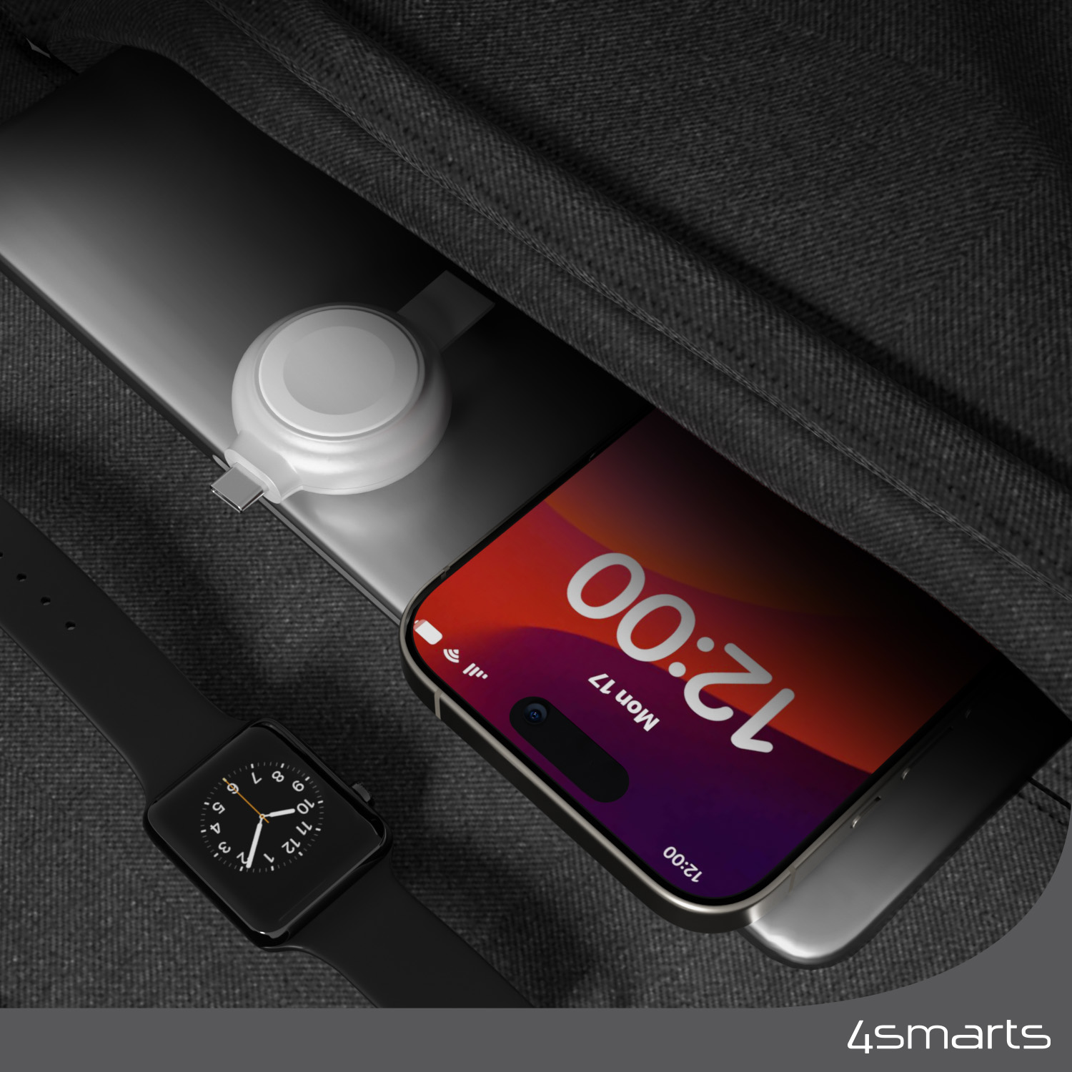 You can easily take the 4smarts MFi Fast Charger for Apple Watch with you wherever you go.