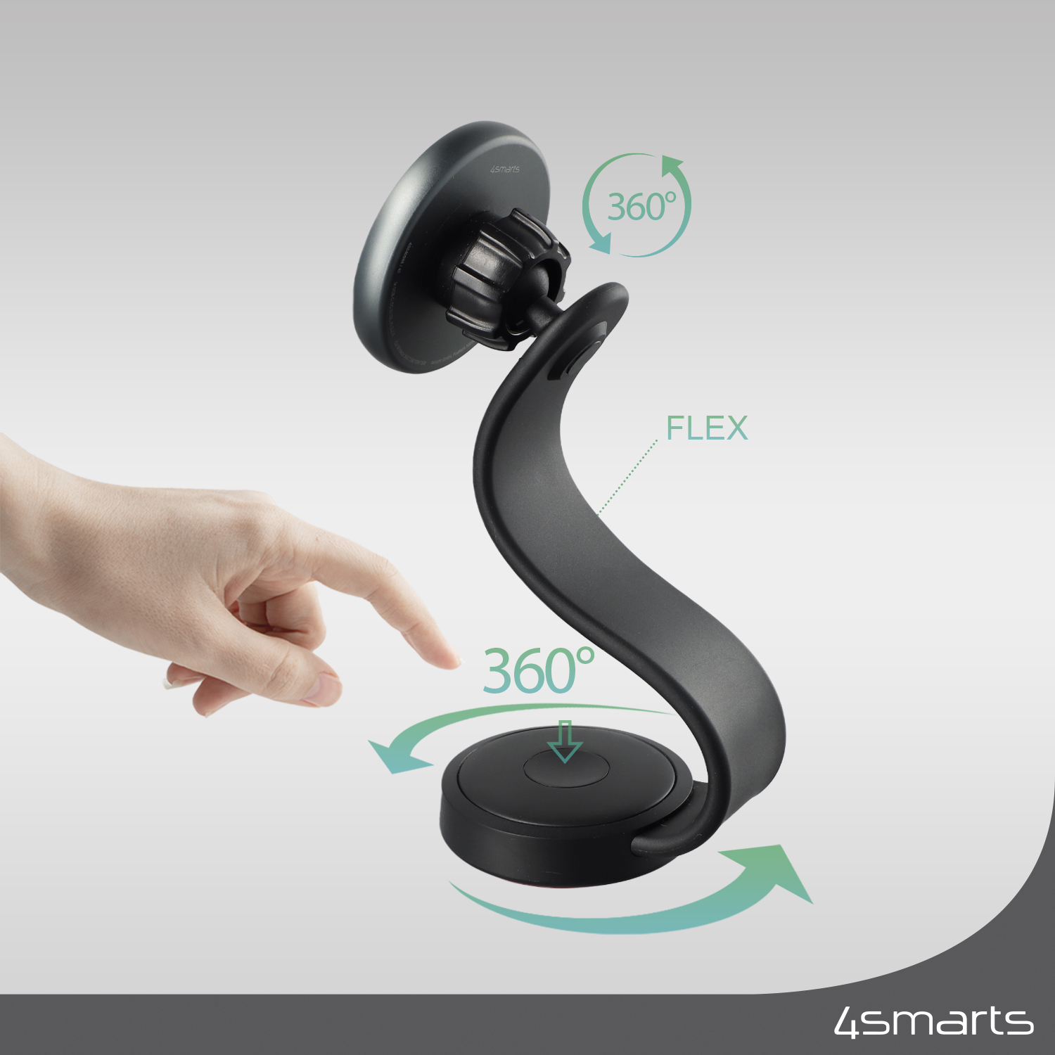The 4smarts Qi2 Car Charger is a car phone holder with charging function that can be rotated a full 360°.