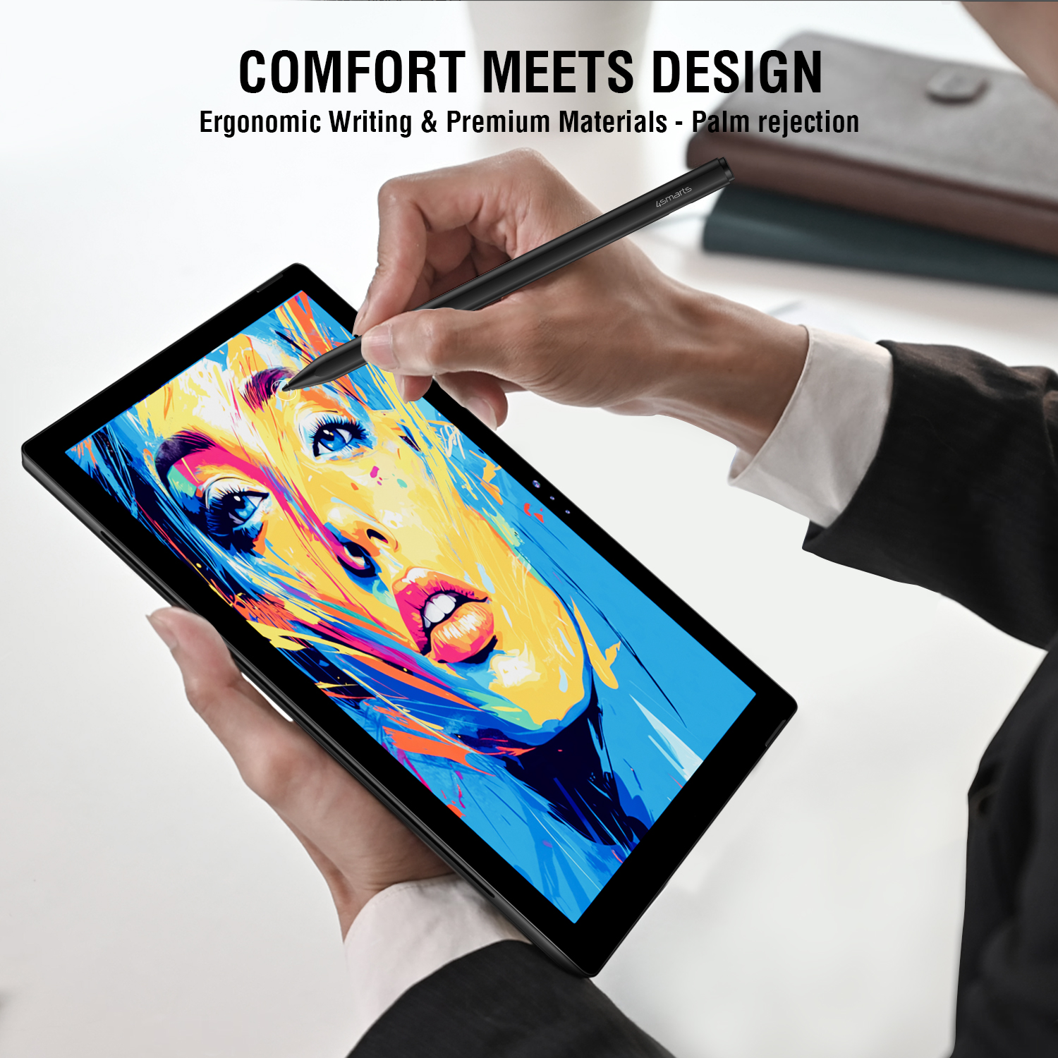 4smarts MPP Surface Pen in hand while drawing on a Microsoft Surface tablet
