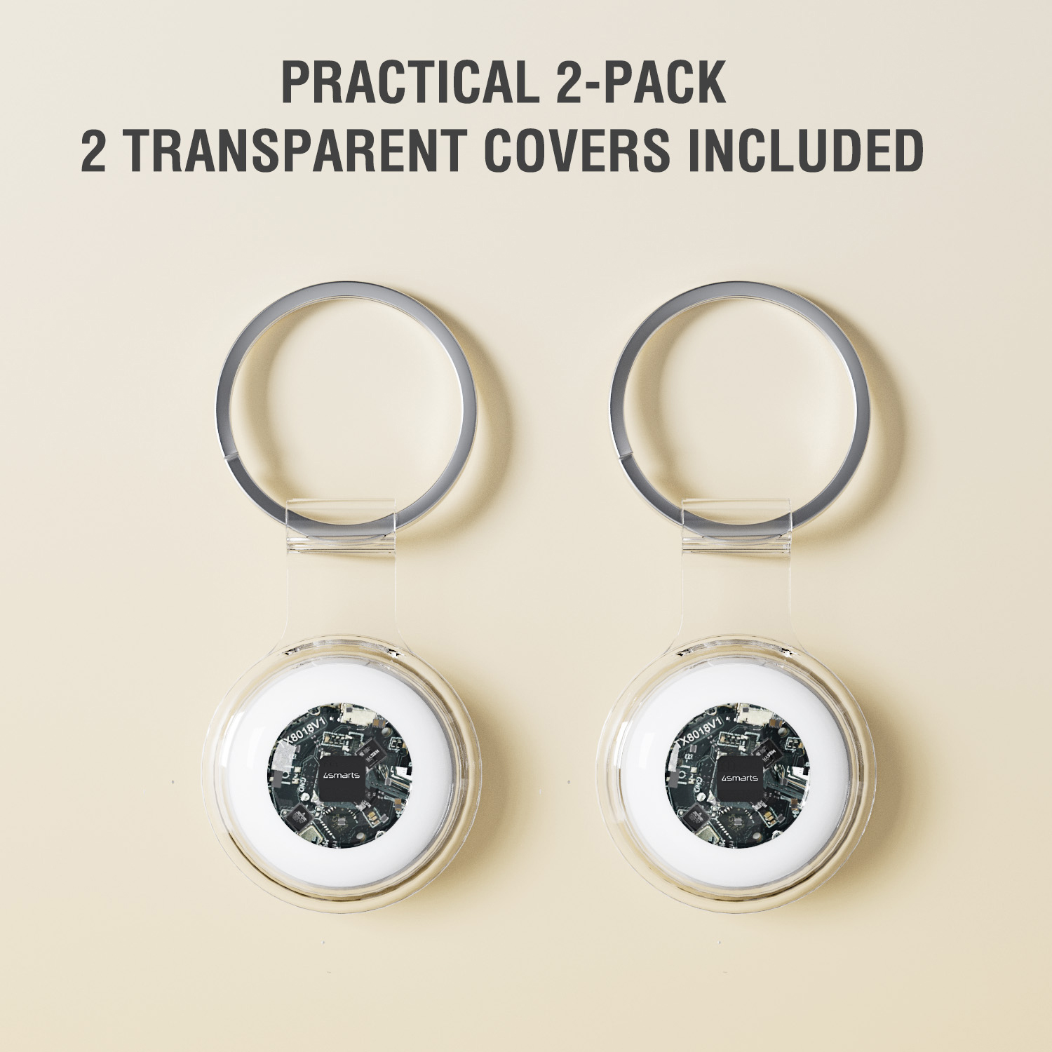 Two 4smarts SkyTag in white – compact Bluetooth tracker in coin-like shape