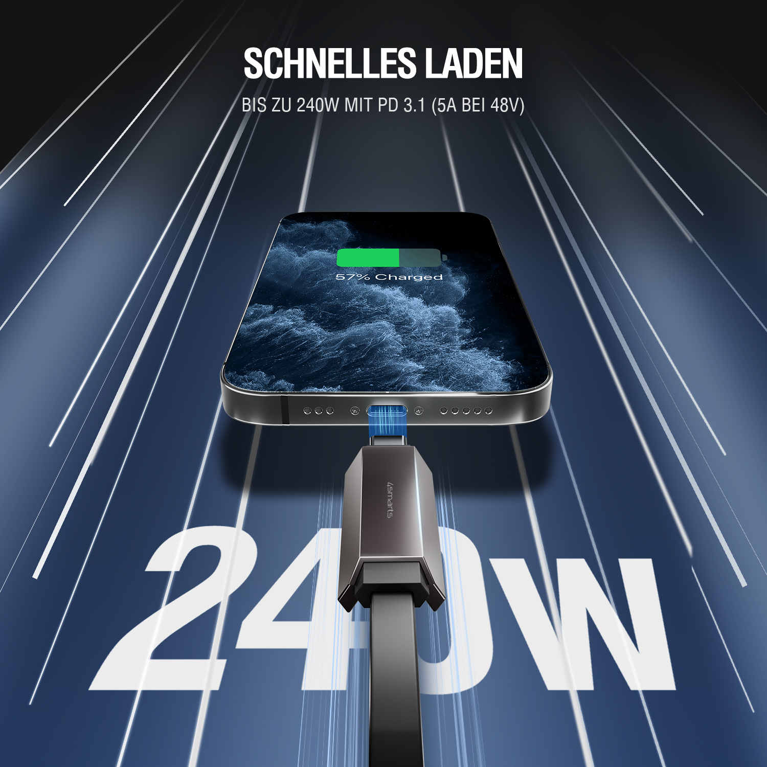 USB-C-Kabel lädt Smartphone mit 240 W Power Delivery 3.1
