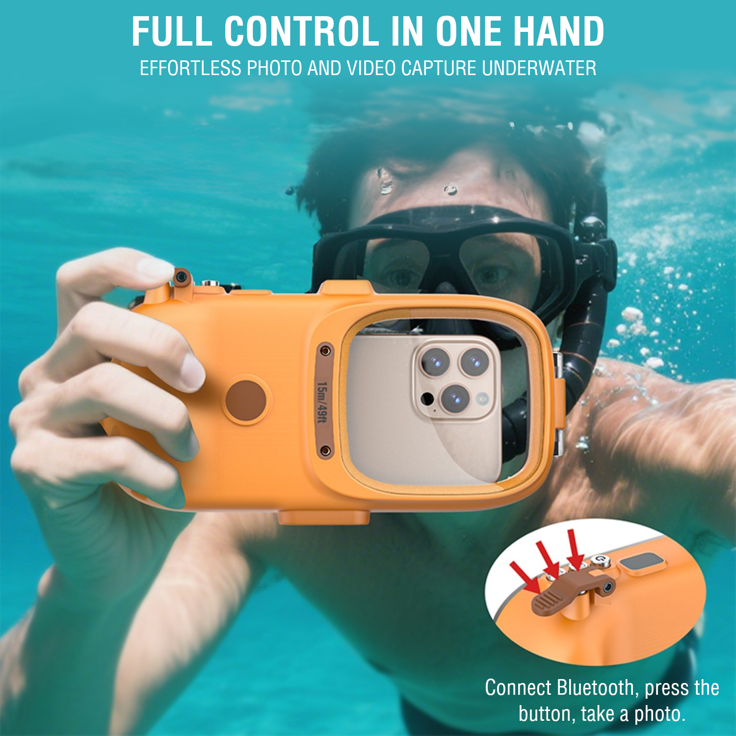 4smarts waterproof diving case operated with one hand – physical shutter button enables underwater photos with just one hand