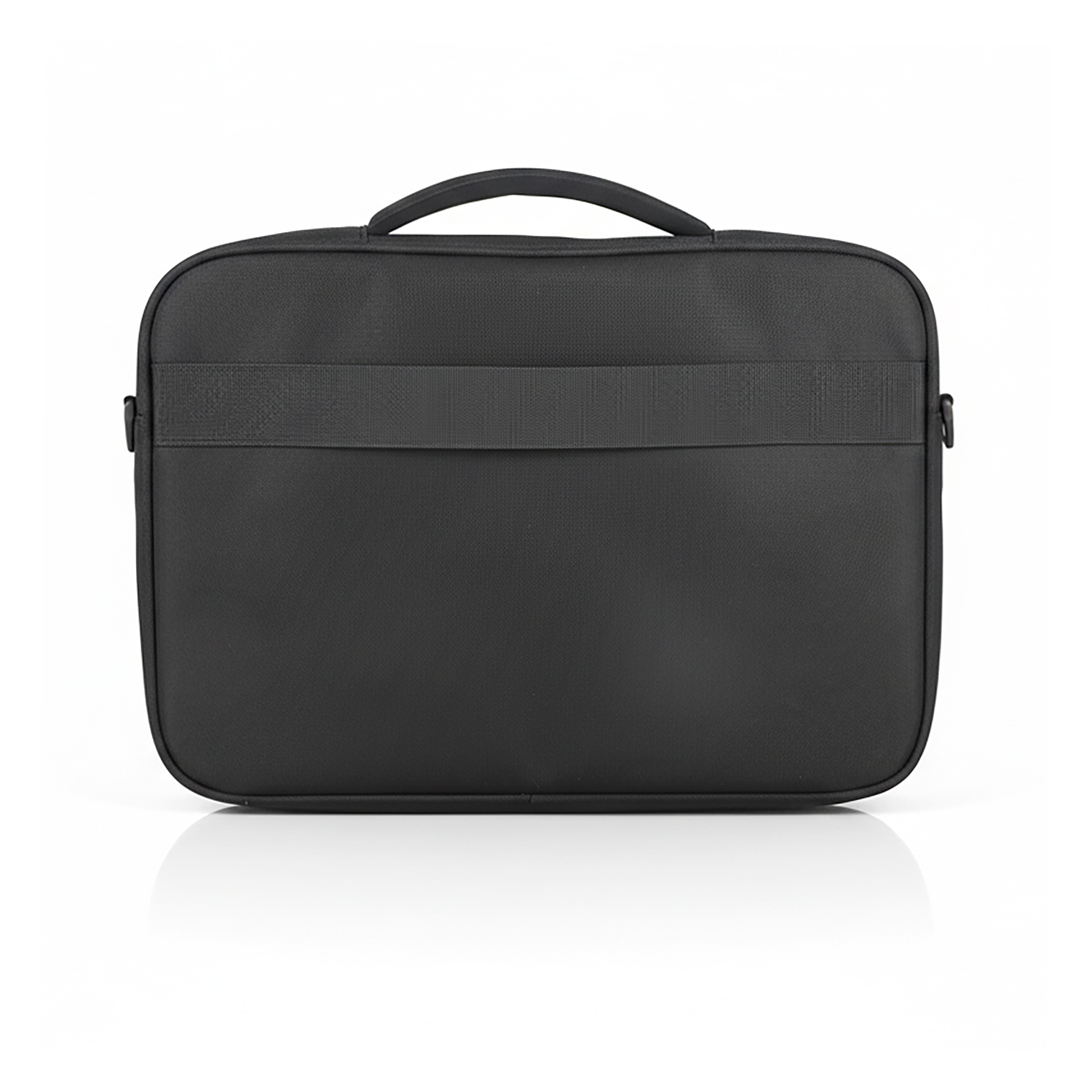 Schwarze 4smarts Target Clamshell Notebook-Tasche 13–14 Zoll in Rückansicht mit Tragegriff, glatter Oberfläche und umlaufendem Reißverschluss
