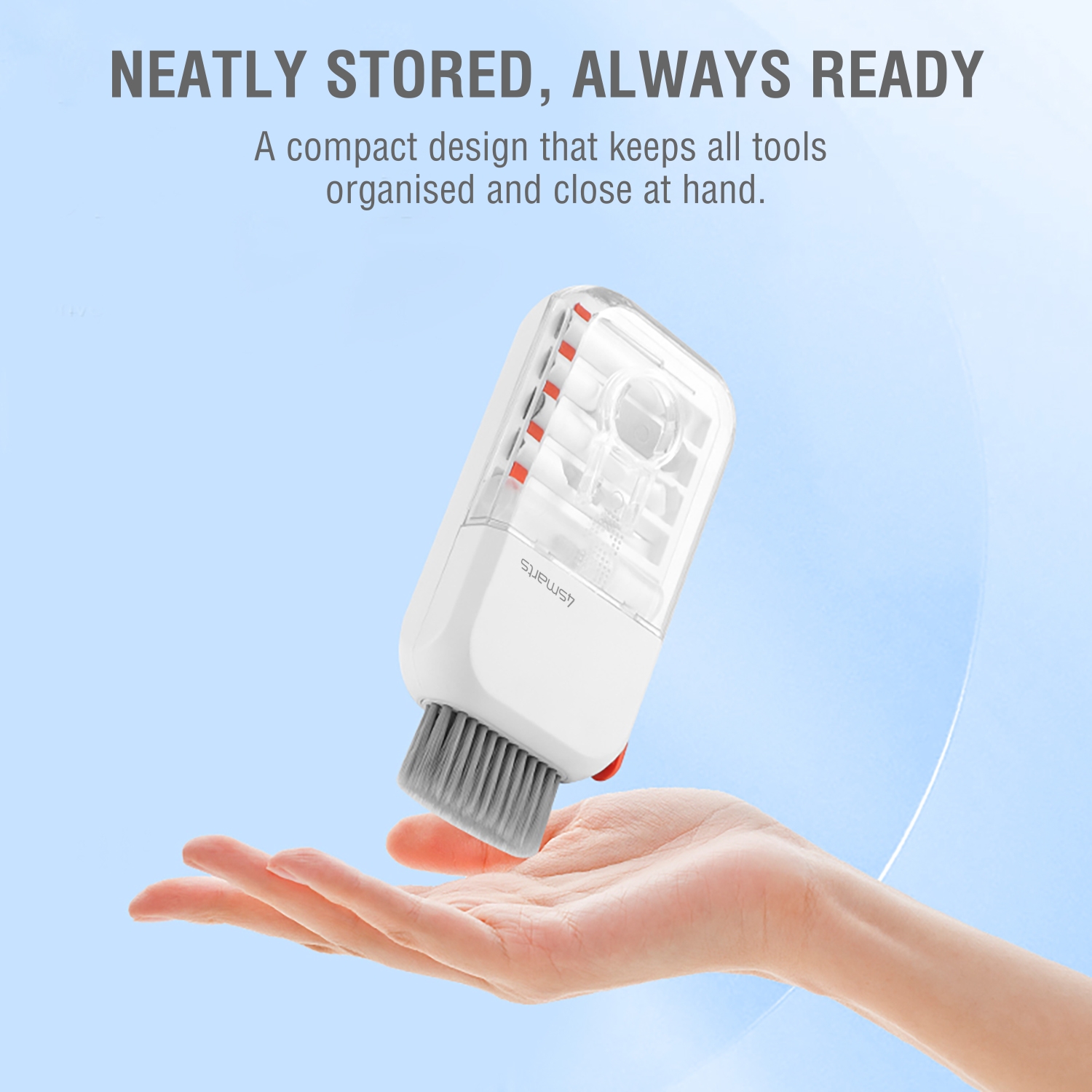 Compact 4smarts cleaning set with integrated storage, easy to carry and always ready to use.