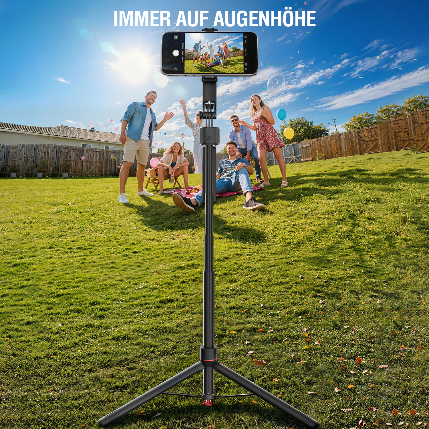 Höhenverstellbares Tripod mit maximaler Arbeitshöhe von bis zu 176 cm für Ganzkörperaufnahmen