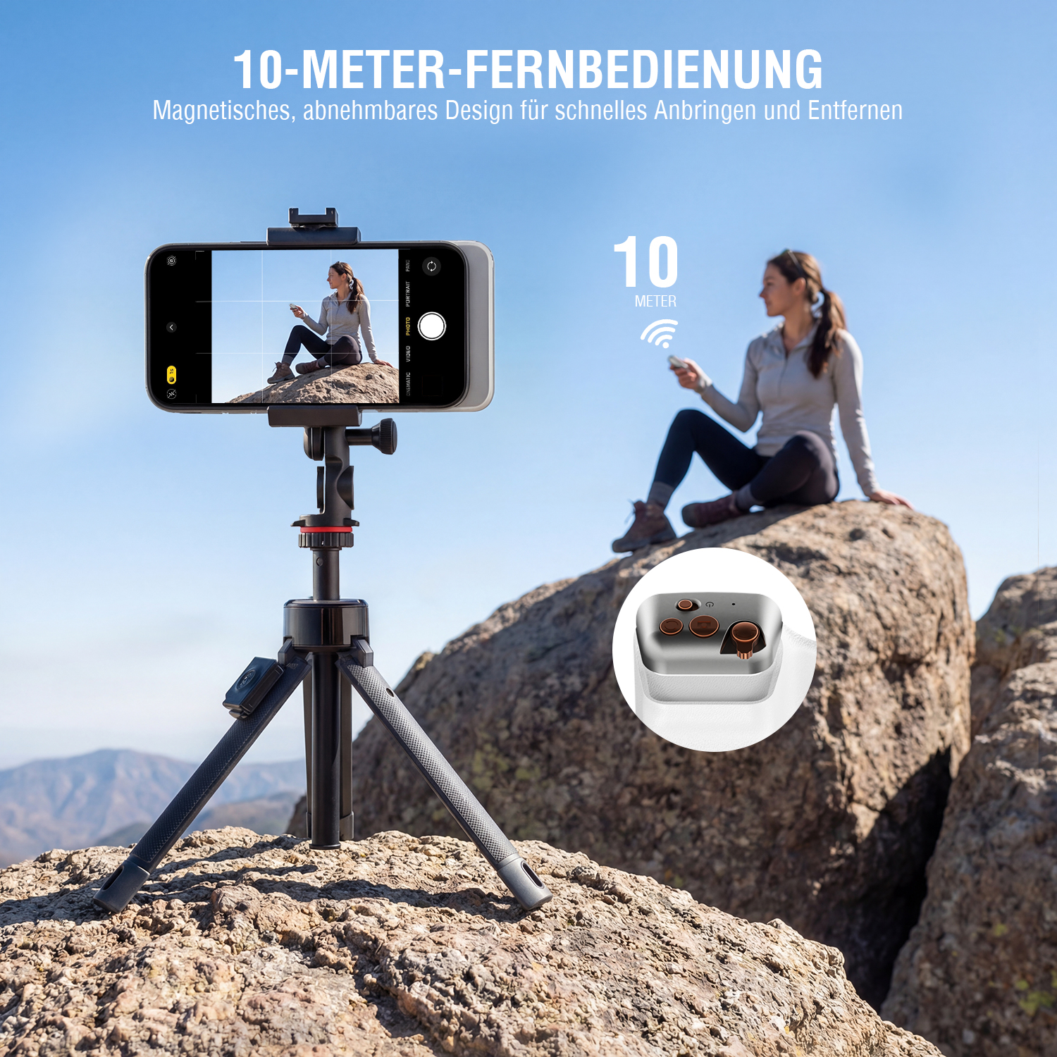 Smartphone Kameragriff mit Bluetooth Fernauslöser zur Steuerung von Foto, Zoom und Kamerawechsel