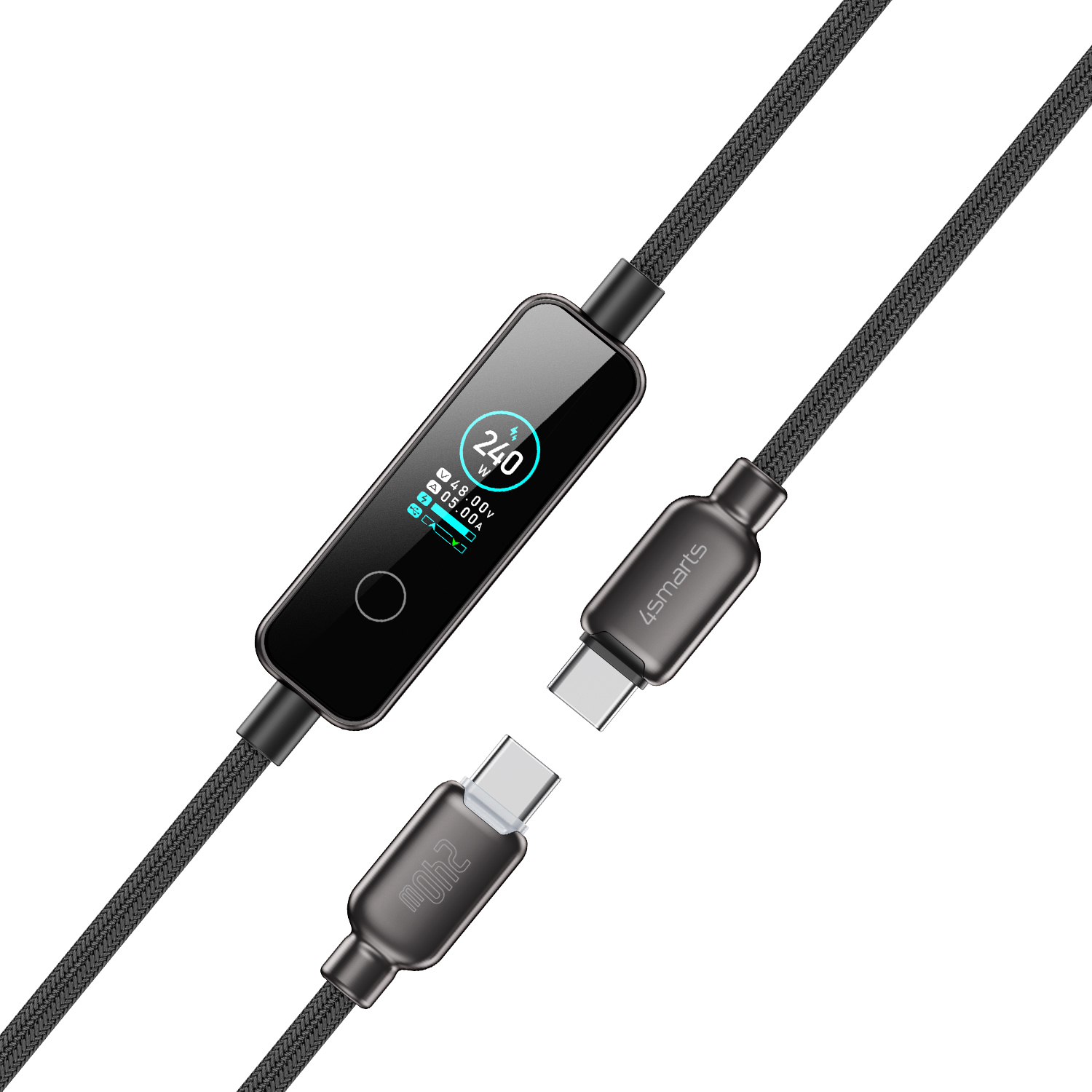 Geflochtenes USB-C Kabel mit verstärkten Steckern für hohe Haltbarkeit