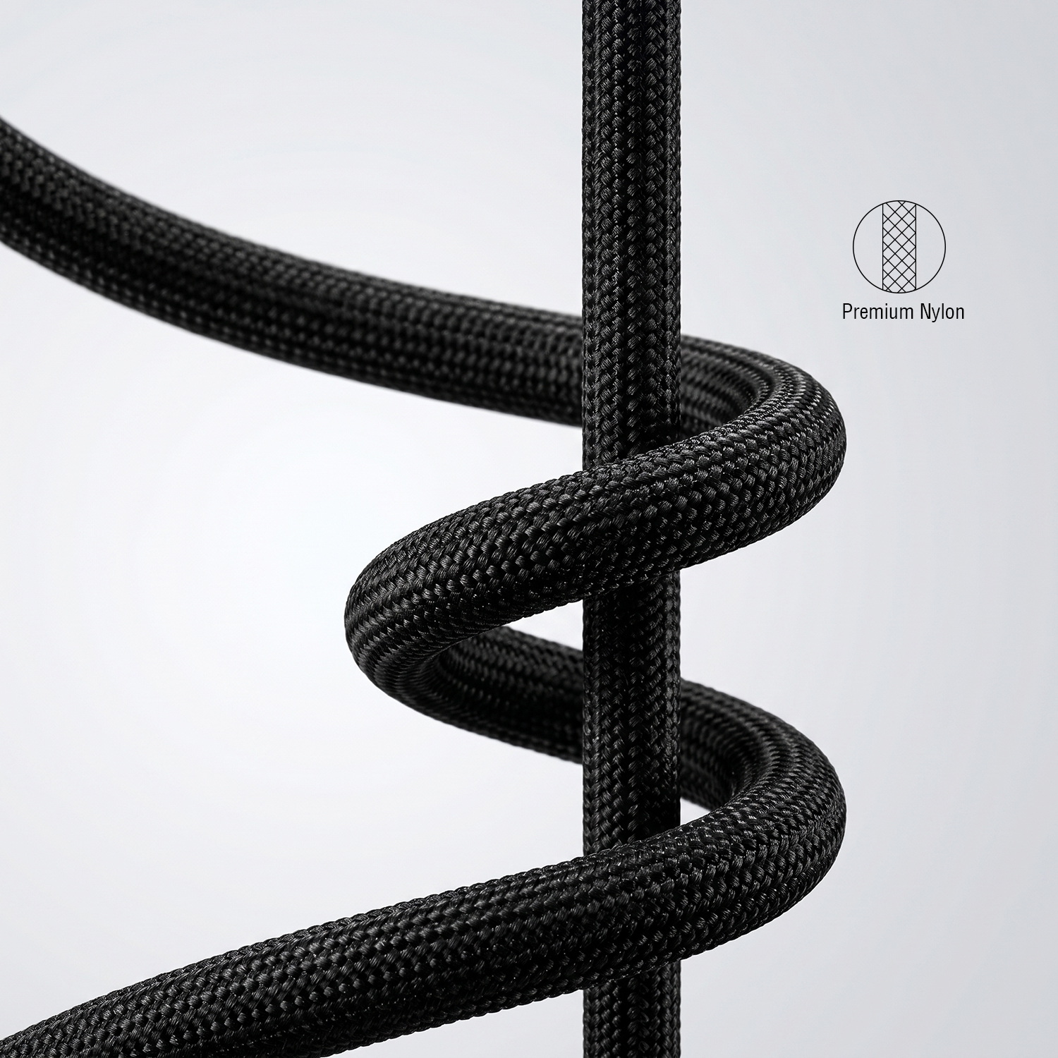 Robustes USB-C Kabel mit hochwertigem 48-fach Nylon-Geflecht für maximale Haltbarkeit und Schutz vor Kabelbruch
