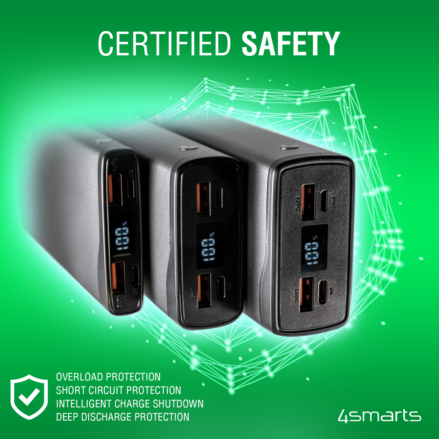 The material selection of the 4smarts VoltHub Pro 10000mAh 22.5W powerbank offers not only high impact and abrasion resistance, but also maximum safety.